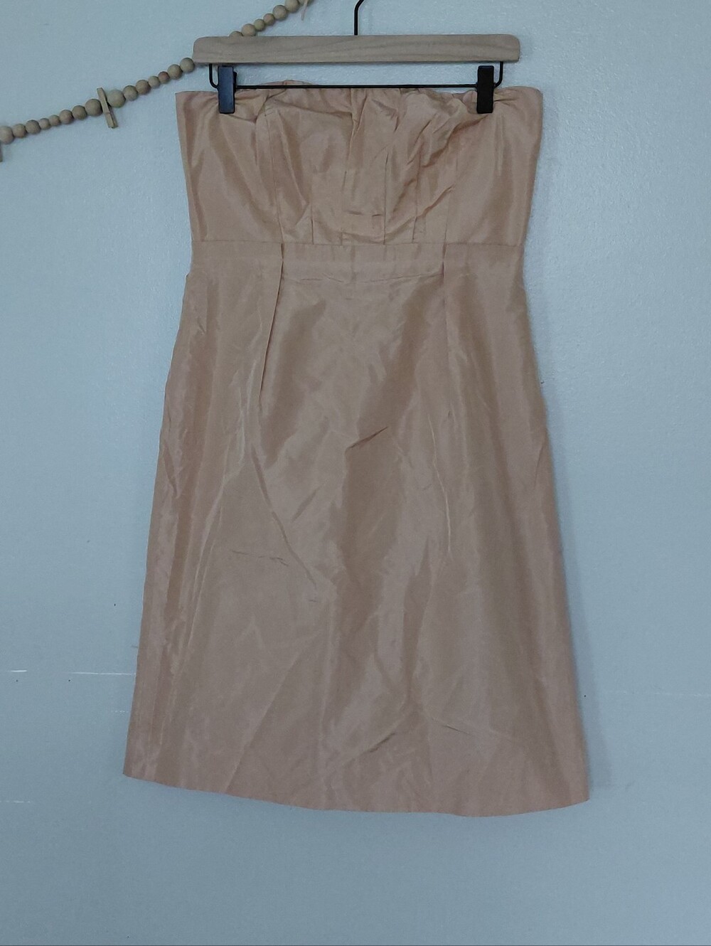 J. Crew 100% Silk Strapless Dress Beige Champagne 8 Like New Holiday 2009